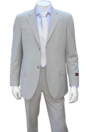  SKU# 24 Mens Lightest Tan ~ Beige 2 Button Super Wool Feel Rayon Viscose Dress Business ~