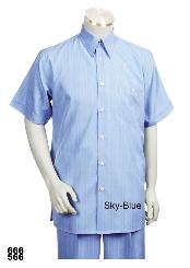 SKU#SB7890 Casual Walking Suit Set (Shirt & Pants Included ) Light Blue ~ Sky Blue