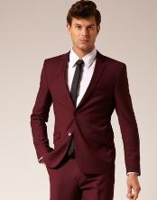 SKU#VT6740 Mens 2 Button Style Suit Burgundy ~ Maroon ~ Wine Color flat front pants