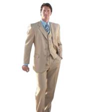  3 ~ Three Piece Suit Tan ~ Beige Mens three piece suit Made Crafted From Super 150s
