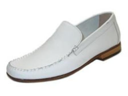 Mens White Dress Shoes, Casual & Slip-On Boots with Leather Sole